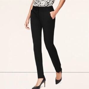 Loft Marisa Trouser Pant Size O Petite Black Slim Tapered Leg Preppy Office